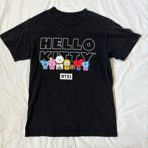Hello Kitty x BT21 Black Graphic T-Shirt